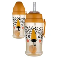 Bidony dla dzieci - Canpol Babies Bidon Niekapek Z Rurką Z Odważnikiem 350ml Gepard 9m+ - miniaturka - grafika 1