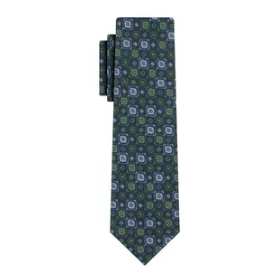 Krawat bawełniany zielono-granatowy we wzory EM 14 - EM Men's Accessories - Krawaty i muchy męskie - miniaturka - grafika 1