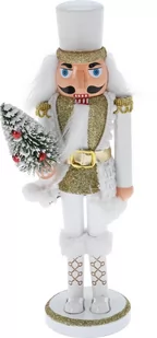 Dziadek do orzechów 28cm biały z choinką - Ozdoby bożonarodzeniowe - miniaturka - grafika 1