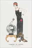 Plakaty - Psyché: Robe du soir, de Worth from Gazette du Bon Ton No. 9 Pl. 68, George Barbier - plakat 50x70 cm - miniaturka - grafika 1