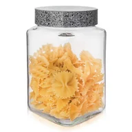 Pojemniki kuchenne - Orion Pojemnik szklany kuchenny słój słoik kwadratowy 1,5 l granit na makaron płatki kawę produkty O-153684 + O-153684 - miniaturka - grafika 1