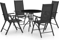 Meble ogrodowe - 5-częściowy ogrodowy zestaw jadalniany z aluminium i textilene w kolorze czarnym - miniaturka - grafika 1