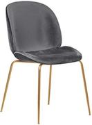 Krzesła - Malodesign Nowoczesne krzesło welurowe złote nogi glamour BOLIWIA - szary - miniaturka - grafika 1