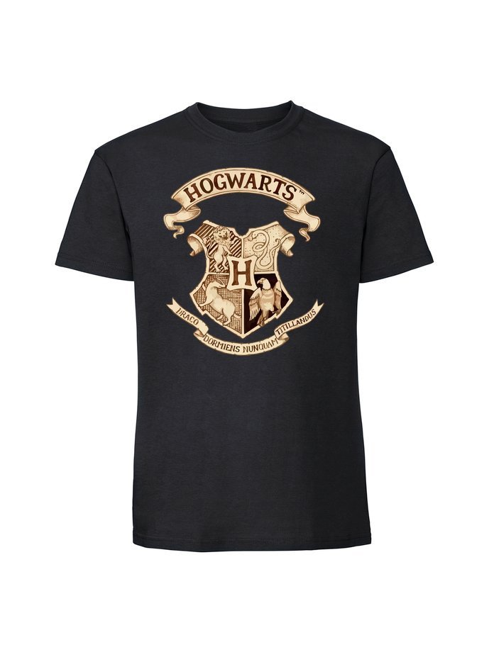 Męska koszulka z nadrukiem - hogwart herb szkoły RETRO czarny XL