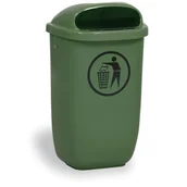 Kosze na śmieci - B2B Partner Zewnętrzny miejski kosz na śmieci na słupek, uliczny, 50 l, 425 x 320 x 780 mm, ciemnozielony XDL-50C-4 - miniaturka - grafika 1