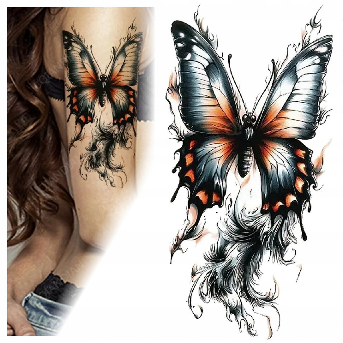 TATUAŻ MOTYL MOTYLEK KOLOROWY ZMYWALNY TYMCZASOWY WODNY