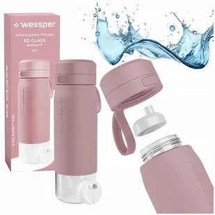 Szklana butelka róż filtrująca Wessper B2 Actitex 700ml szkło borokrzemowe - Butelki filtrujące - miniaturka - grafika 1