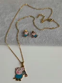 Kolczyki - KOMPLET NASZYJNIK KOLCZYKI STAL GEORGE PEPPA - miniaturka - grafika 1