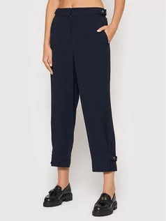 Spodnie damskie - Tory Burch Spodnie materiałowe Crepe 85934 Granatowy Relaxed Fit - grafika 1