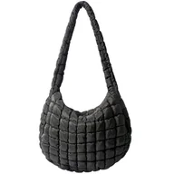 Torebki damskie - EKOLE Puffer Tote Bag Duża puffy Tote Bag Pikowana torba na ramię Miękkie pikowane torby crossbody Carryall Hobo Torebki dla kobiet Dziewczyny, Czarny - miniaturka - grafika 1