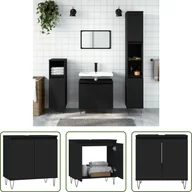 Szafki łazienkowe - The Living Store Szafka łazienkowa czarna 58x33x60 cm materiał drewnopochodny - miniaturka - grafika 1