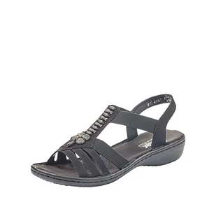 Rieker Klasyczne sandały damskie 60806, sandały damskie, Czarny 00, 40 EU Schmal - Moda i Uroda OUTLET - miniaturka - grafika 1