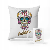 Gadżety dla niej i dla niego - ZESTAW PODUSZKA + KUBEK Prezent Trupia czaszka + IMIĘ - miniaturka - grafika 1