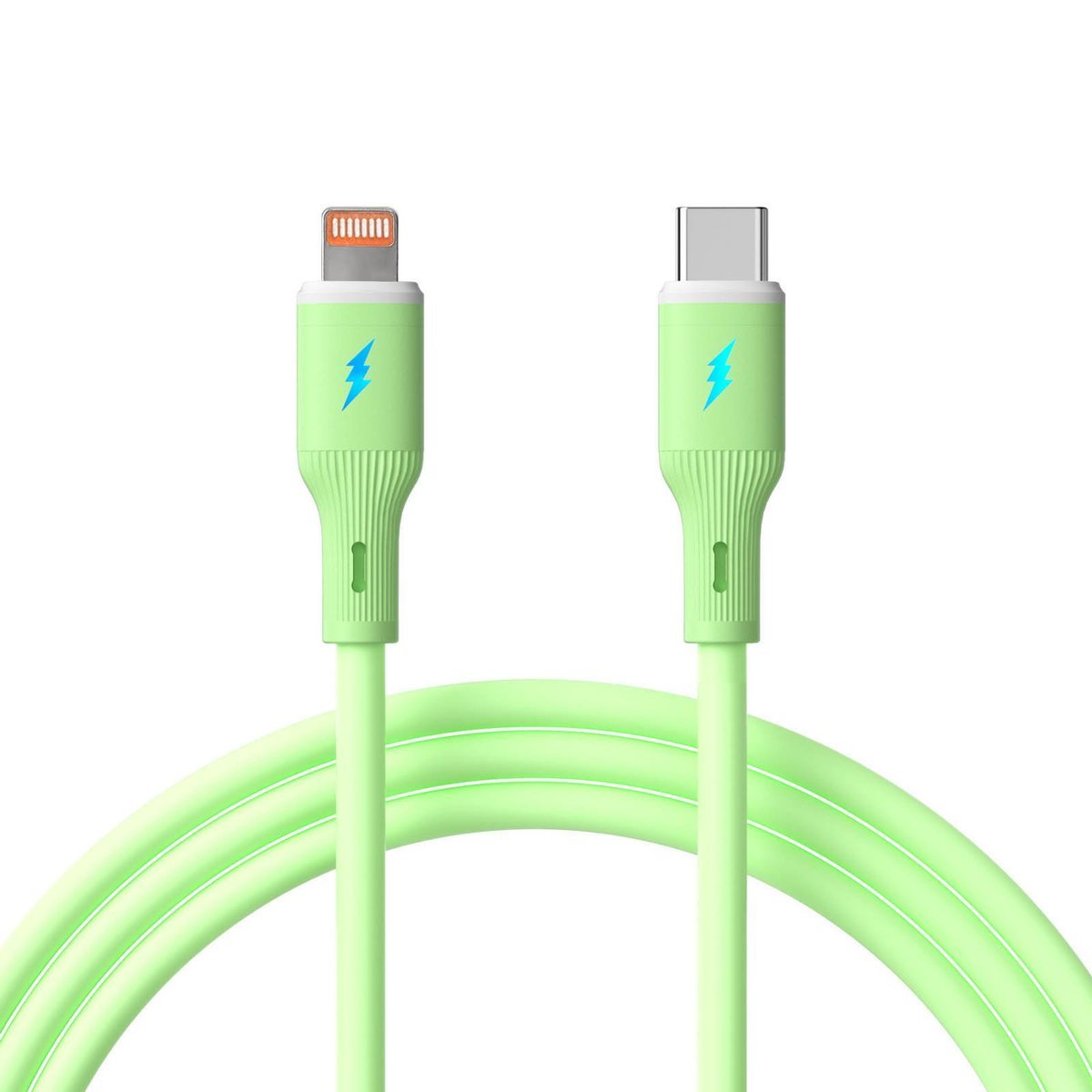 Kabel USB type C / Lightning 1m AK-USB-73 30W silikonowy zielony