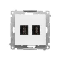 Gniazdka elektryczne - Kontakt Simon Gniazdo HDMI podwójne Simon 55 - biały mat - miniaturka - grafika 1