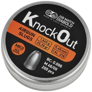 Śrut JSB KnockOut Slugs MK II .216 / 5.49 mm 1.645 g, 200 szt (546222-200) - Amunicja do wiatrówek - miniaturka - grafika 1