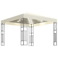 Altany ogrodowe - Altana ze sznurem lampek LED, 3x3 m, kremowa tkanina - miniaturka - grafika 1