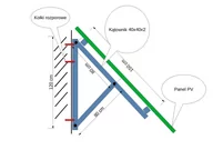 Akcesoria do kolektorów i fotowoltaiki - Komplet elementów do wykonania samodzielnie montażu na pionowej ścianie na 2 paneli grubości 35mm w pionie, panele szerokości do 115cm - miniaturka - grafika 1
