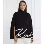 Swetry damskie - Karl Lagerfeld Ponczo karl signature cape | Loose fit - miniaturka - grafika 1