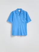 Koszule męskie - Reserved - Koszula regular z dodatkiem lnu - niebieski - miniaturka - grafika 1