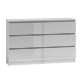 Komody - Topeshop Komoda szafka MALWA, 6 szuflad, biała wysoki połysk, 118x30x77 cm - miniaturka - grafika 1