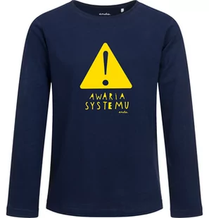 Bluzka z długim rękawem dla dziewczynki, z napisem awaria systemu, 9-13 lat, granatowa - Bluzki dla dziewczynek - miniaturka - grafika 1