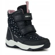 Śniegowce damskie - GEOX ŚNIEGOWCE CZARNE ZA KOSTKĘ NA RZEPY DZIEWCZĘCE 31 Ż_A - miniaturka - grafika 1