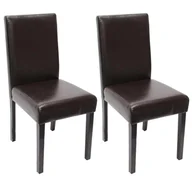 Krzesła - Zestaw 2 krzeseł do jadalni Krzesło kuchenne Littau ~ sztuczna skóra, brązowe, ciemne nogi - miniaturka - grafika 1