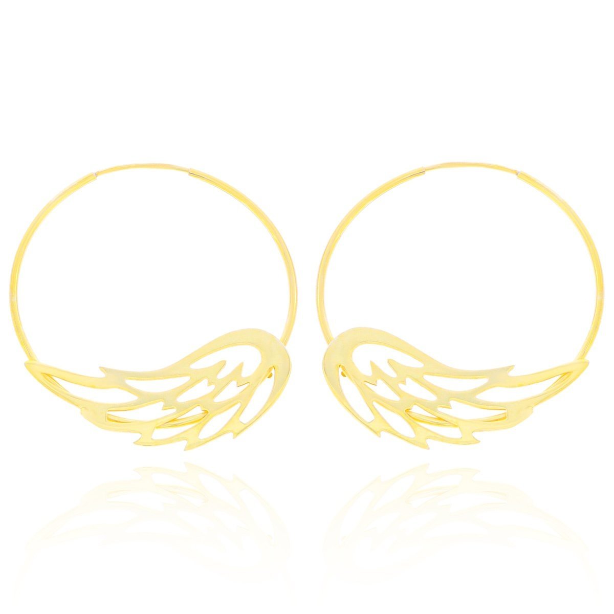 Srebrne kolczyki pozłacane koła kółka ze skrzydłami średnica 42 mm pr. 925