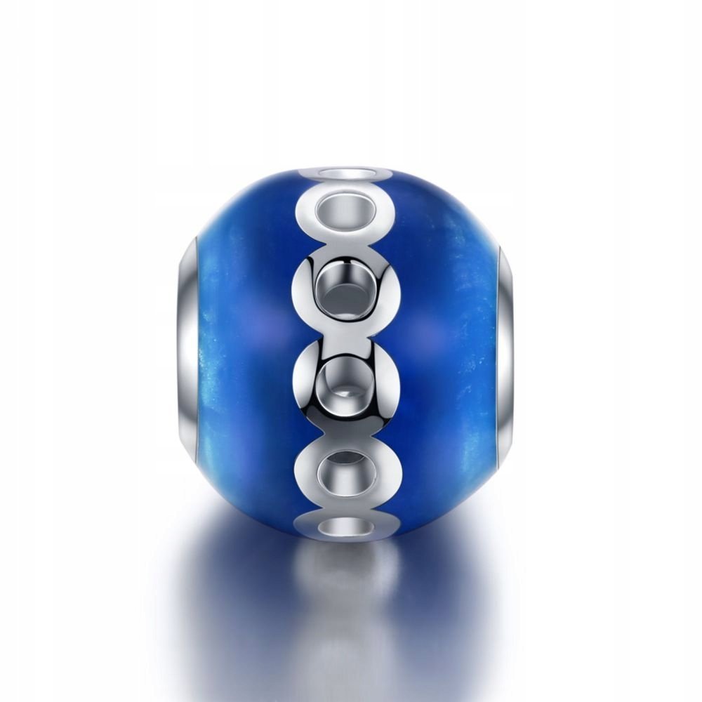 Zawieszka niebieska Bead srebrna 925 z Niebieską Świecącą Emalią prezent