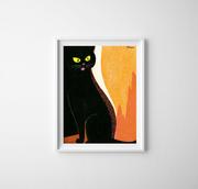 Plakaty - Plakat vintage do salonu Czarny kot autorstwa Tomoo Inagaki A2 40x60cm z ramką pion - miniaturka - grafika 1