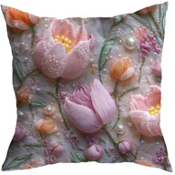 Poszewki na poduszki - POSZEWKA DEKORACYJNA WIOSENNA 40X40 CM WIOSNA KWIATY TULIPANY WZÓR 395 - miniaturka - grafika 1