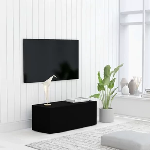 vidaXL Szafka pod TV, czarna, 80x34x30 cm, płyta wiórowa - Szafki RTV - miniaturka - grafika 1
