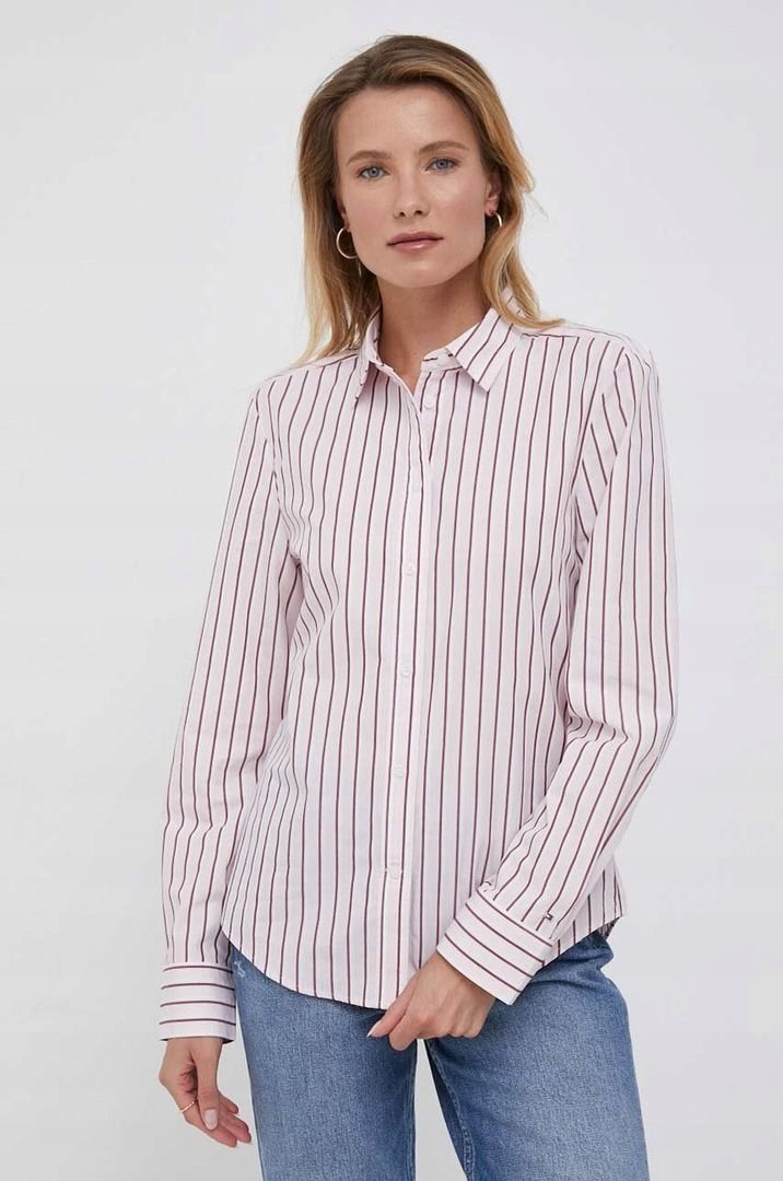TOMMY HILFIGER KOSZULA DAMSKA BAWEŁNIANA W PASKI Z KOŁNIERZYKIEM 44 6FA