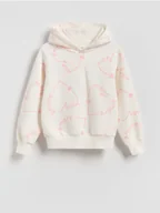 Bluzy dla dziewczynek - Reserved - Bluza z kapturem - złamana biel - miniaturka - grafika 1