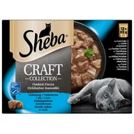 Mokra karma dla kotów - Sheba Saszetka 12x85g Craft Collection Smaki Rybne mokra karma dla kotów w sosie z łososiem z tuńczykiem z białą rybą z dorszem) - miniaturka - grafika 1