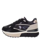 Trampki damskie - U.S. Polo Assn. Skórzane sneakersy w kolorze czarno-beżowym - miniaturka - grafika 1