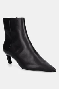 Calvin Klein botki skórzane ESS KITTEN HEEL ANKLE BOOT kolor brązowy na szpilce HW0HW02586 - Botki damskie - miniaturka - grafika 1