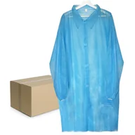 Odzież medyczna - Fartuch jednorazowy niebieski XXXL na rzepy (flizelina 22g) 100szt - miniaturka - grafika 1