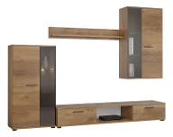 Meblościanki - Meblościanka z witrynami dąb lefaks - Naverox - miniaturka - grafika 1