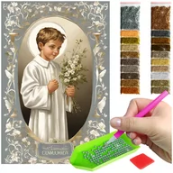 Zabawki kreatywne - Haft Diamentowy ARTULIO, Obraz DIY 5D, Diamond Painting, Mozaika diamentowa 40x60cm ( CHŁOPIEC W ALBIE) + zestaw akcesoriów - miniaturka - grafika 1