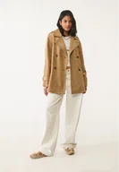 Płaszcze damskie - Stradivarius Trencz regular ze sztucznego zamszu Kamień L - miniaturka - grafika 1