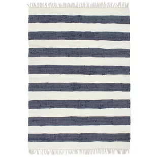 vidaXL Ręcznie tkany dywan Chindi, bawełna, 80x160 cm, biało-niebieski - Dywany - miniaturka - grafika 1