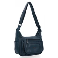 Torebki damskie - Torebka Listonoszka 2 Komory firmy Hernan 8969 Granatowa - miniaturka - grafika 1