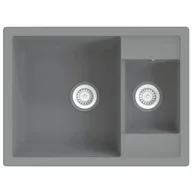 Zlewozmywaki - Szary granitowy zlewozmywak dwukomorowy L8-K71 - miniaturka - grafika 1