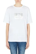 Koszulki i topy damskie - Armani Exchange Damska koszulka z krótkim rękawem, regularny krój, logo na przodzie, biała, bardzo duża, biały, XL - miniaturka - grafika 1