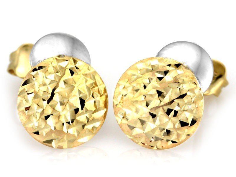 Dwukolorowe złote kolczyki 375 okrągłe 0.87g
