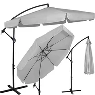 Parasole ogrodowe - Parasol ogrodowy na wysięgniku 350 cm na balkon, taras duży jasnoszary - miniaturka - grafika 1