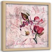 Plakaty - Plakat w ramie naturalnej FEEBY Kwiaty magnolii 2, 40x40 cm - miniaturka - grafika 1
