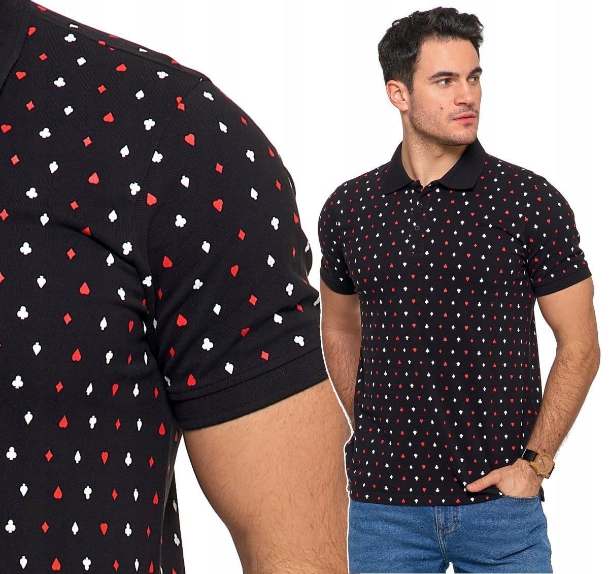 Koszulka Polo Męska Czarna Klasyczna Polówka z Kołnierzykiem MORAJ S